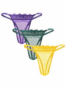 DrisQ Bộ 3 chiếc quần lót ren gợi cảm dành cho nam, nhiều màu - Nhiều màu - Xem 2