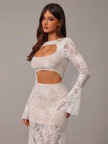 Radiana Đầm ren trắng dáng đuôi cá gợi cảm, thanh lịch, lãng mạn dành cho nữ, đầm ren co giãn cao cấp, đầm dạ hội trắng, đầm dài, đầm hẹn hò, đầm đi nghỉ mát, đầm dự đám cưới, đầm phù dâu, trang phục ngày lễ. - trắng - Xem 5