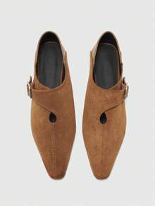 CUCCOO BIZCHIC French Retro Square Head Deep Mouth Lace-Up Single Shoes Women's Spring New Leather Thick Heel Grandma Shoes Commuting Versatile Small Leather Shoes - Rust Brown - View 1