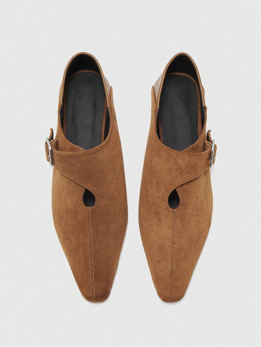 CUCCOO BIZCHIC French Retro Square Head Deep Mouth Lace-Up Single Shoes Women's Spring New Leather Thick Heel Grandma Shoes Commuting Versatile Small Leather Shoes - Rust Brown - View 1