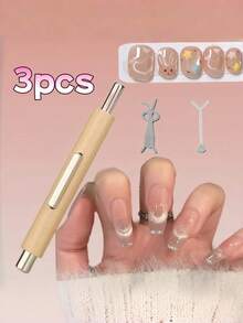 Bộ 3 nam châm tạo hình mắt mèo, nam châm trụ mạnh, dụng cụ làm móng nghệ thuật, que nam châm gỗ 3D ma thuật mới để tạo kiểu móng mắt mèo trên sơn gel và móng tay, sử dụng tại nhà và salon. - Nhiều màu - Xem 5