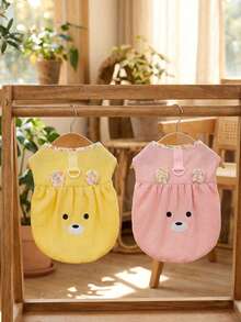 PETSIN 狗狗服装、猫咪服装、动物裙装、宠物春夏新品系列、幼犬连衣裙、公主风百搭连衣裙、条纹印花、小型动物服装、清凉防晒霜 - 彩色 - 查看 3