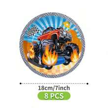 Bộ đồ dùng dùng một lần hình xe địa hình Flame gồm đĩa, khăn ăn và cốc, phục vụ 8 người. Bộ đồ dùng tiệc dùng một lần này (bao gồm đĩa, khăn ăn và cốc) rất phù hợp cho các bữa tiệc sinh nhật, đám cưới và dã ngoại gia đình. - Xem 10