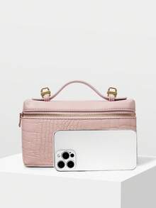 MOTF PREMIUM WOMEN'S FASHIONABLE AND ELEGANTCROCODILE PATTERN HANDBAG BOX BAG - Baby Pink - View 4