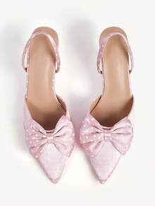 CUCCOO CHICEST Women Shoes Sweet Pink Polka Dot Bow High Heel Single Shoes Pointed Thin Heel High Heel Mullers Wedding Shoes Spring Shoes Bride Shoes - Multicolor - View 2