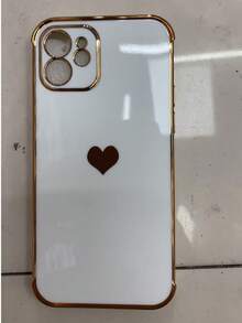 1 Piece Of Electroplated Heart-Shaped Glossy Lens Protective TPU Phone Case, Compatible With IPhone - White - View 24