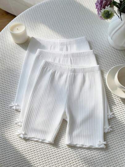 SHEIN LMoss Tween Girl Tween Girl Multi-Pack Solid Color Knit Cycling Leggings