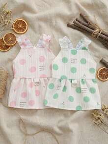 PETSIN 狗狗服装、猫咪服装、动物裙装、宠物春夏新品系列、幼犬连衣裙、公主风百搭连衣裙、条纹印花、小型动物服装、清凉防晒霜 - 彩色 - 查看 1