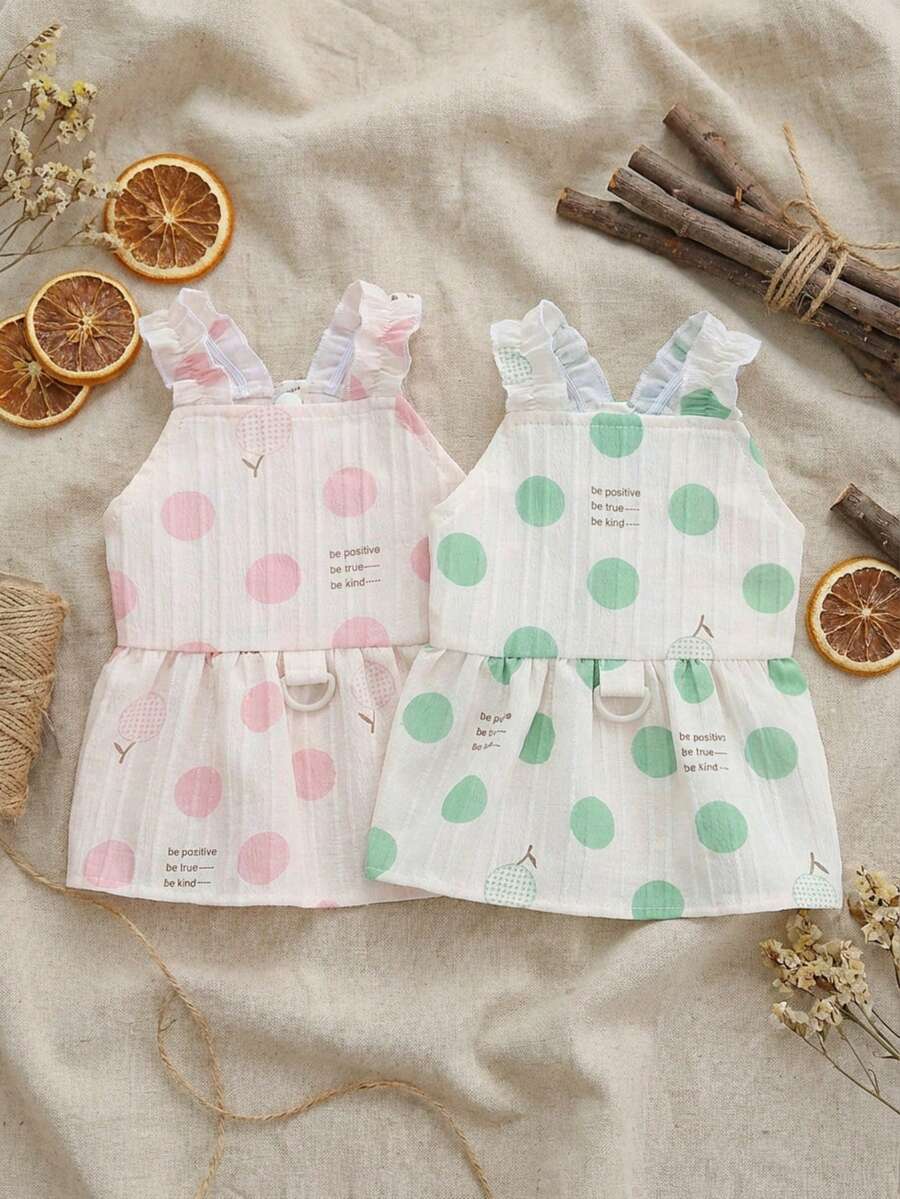 PETSIN 狗狗服装、猫咪服装、动物裙装、宠物春夏新品系列、幼犬连衣裙、公主风百搭连衣裙、条纹印花、小型动物服装、清凉防晒霜 - 彩色 - 查看 1