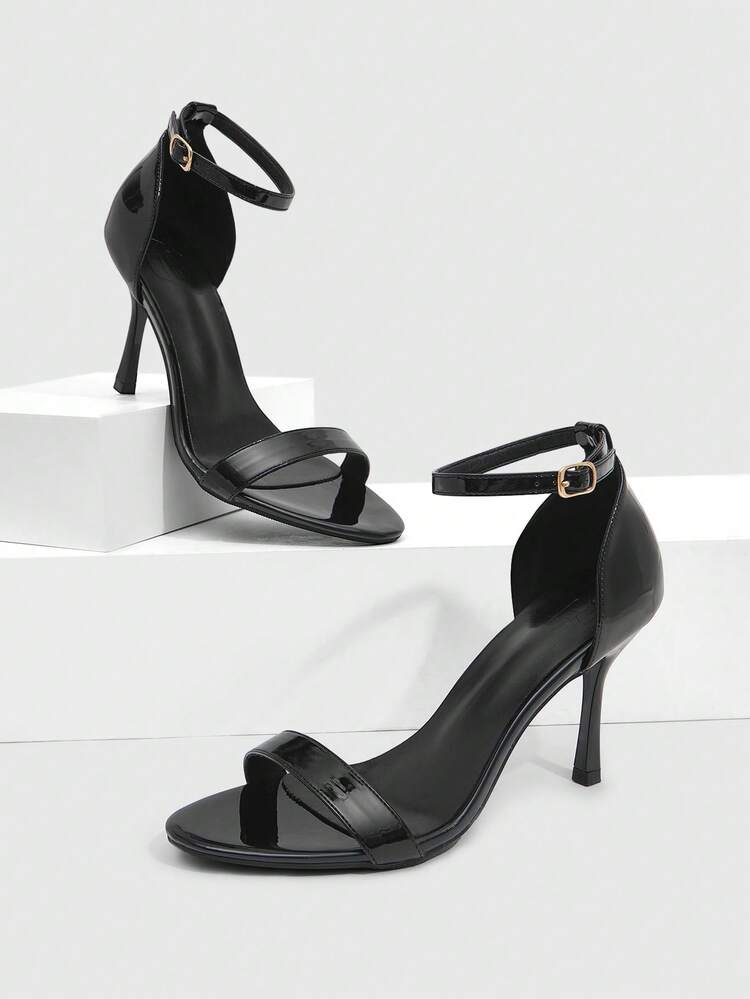 CUCCOO SZL Women Shoes Spring And Summer New Round Toe Stiletto Black Ankle Strap Simple Women's High Heel Sandals Fashionable And Comfortable Versatile Sexy Party Women's Sandals Women's Shoes