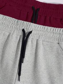 EURMUSE 100%纯棉 2件套 男士华夫格面料基本款短裤 - 彩色 - 查看 5