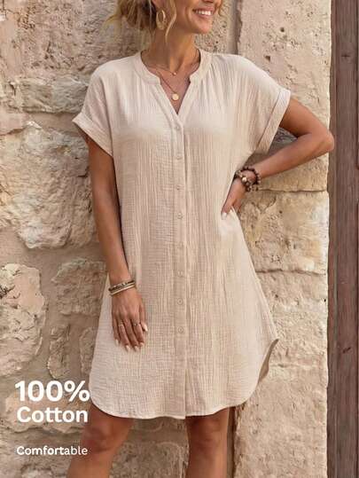 EMERY ROSE Women's Summer Casual Solid Notch Neck Batwing Sleeve Loose Short Dress Summer Casual Dress Short Sleeve Summer Dress Casual White Dress White Button Up Dress Going Out Dress Modest Dress  Old Money Dress Homecoming Dress Vacation Dress  Casual Dresses For Woman  Fall Women Clothes Fall Clothes Autumn Clothes Teacher Outfits For Women Teacher Outfits For Women Teacher Outfits   Fall Women Clothes Fall Clothes Autumn Clothes White Summer Dress Women