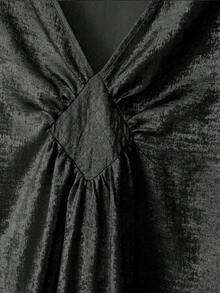 GlowEve Bata de kimono con cuello en V elegante y mangas con volantes para mujer, adecuada para fiestas, reuniones y uso diario en primavera/verano - Negro - Ver 4