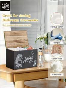 1个大容量双层木质收纳盒，带盖，多色可选，可拆卸隔板，现代女性餐巾纸收纳盒，适用于女性、女孩卧室、浴室台面，整理收纳盒 - 彩色 - 查看 9