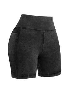 CosyJoli Quần short Bermuda nữ cỡ lớn, quần short bó sát in họa tiết bông tuyết, quần short đạp xe. - màu đen - Xem 5