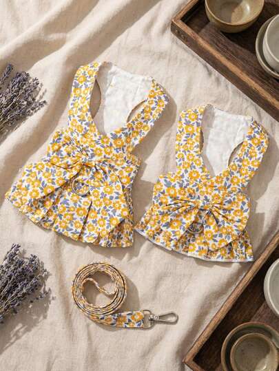 PETSIN Pet Chest And Back Skirt, Cat Traction Strap, Animal Collar Set, Pet Supplies Strap Skirt, Dog Walking Princess Skirt, Pet Chest And Back Skirt+Rope Sweet