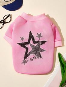 PETSIN 1 Piece Of Star Print Pet Pink Sports Style Thick Warm Spring And Autumn Pet Clothing - Pink - View 1