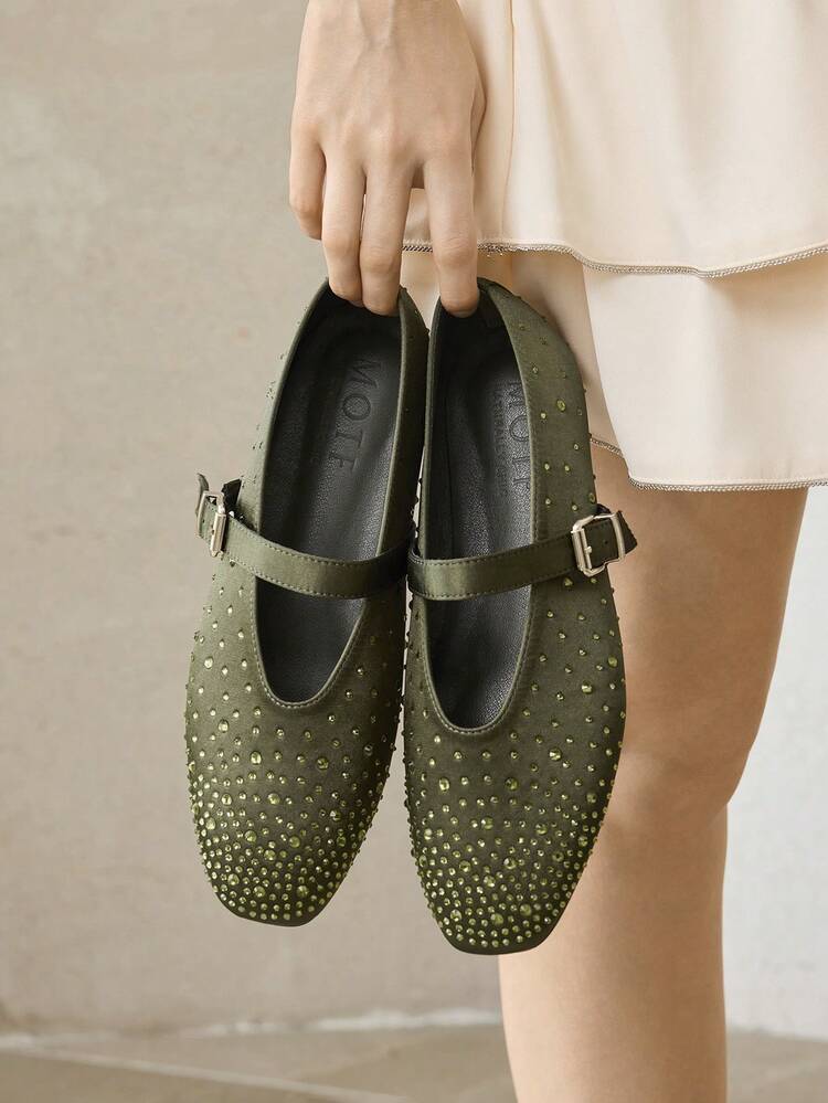 WOMEN'S COMMUTING CASUAL COMFORTABLE VERSATILE MARY JANE SQUARE TOE DIAMOND FLAT SHOES FOR CHRISTMAS