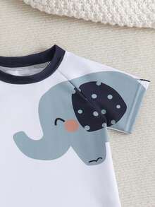 3件套男婴夏季防晒衣套装，恐龙印花，含防晒帽 - 彩色 - 查看 5