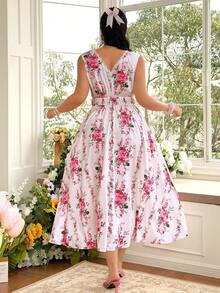 FleurLily Đầm không tay in hoa thanh lịch cỡ lớn, thích hợp cho mùa hè. - Nhiều màu - Xem 2