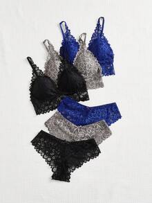 Lowkey Lull Women's Lace Decorated Bra Set, 3 Colors, Lingerie - Multicolor - View 3