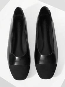 MOTF MUJERES BAILARINAS DE CUERO PU CUADRADAS DE CONTRASTE PARA NAVIDAD - Negro - Ver 10