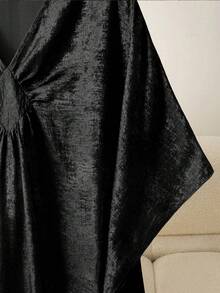 GlowEve Bata de kimono con cuello en V elegante y mangas con volantes para mujer, adecuada para fiestas, reuniones y uso diario en primavera/verano - Negro - Ver 6