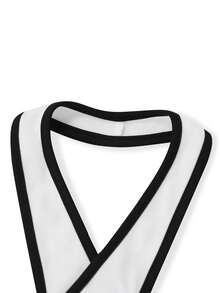 Franclia 女士白色露背吊带连衣裙，黑色滚边 - 黑與白 - 查看 6