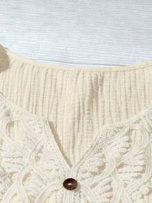 EMERY ROSE 女士休闲碎花领短袖衬衫 - 杏色 - 查看 5