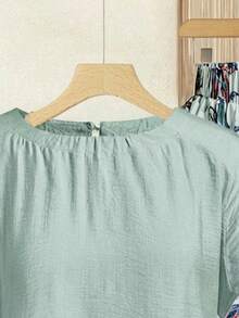 Rusticease Conjunto de 2 piezas de blusa de unicolor casual y falda acampanada con estampado floral para mujer, de verano - Azul - Ver 4