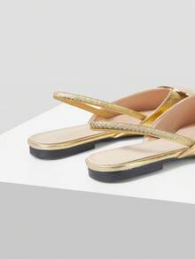 Mnmlis French Temperament 专业金色金属扣女士2026春夏新款细跟尖头鞋 - 金色 - 查看 5