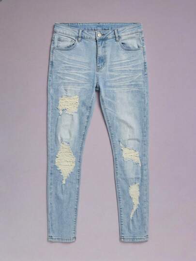 DSELFIQUE Jeans di jeans strappati da uomo, alla moda per l'estate, jeans da uomo per lo streetwear, per uscire, per andare in giro, per le vacanze, per la strada