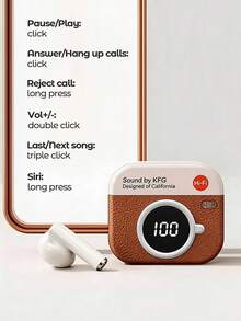 Teckwe 复古相机造型无线耳机，3D环绕音效，Hi-Fi音质 - 彩色 - 查看 5