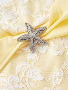 SHEIN MOD 女士优雅海星蕾丝装饰抹胸上衣，夏季 - 黃色 - 查看 5