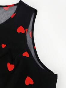 GlowEve CURVE Robe d'été élégante pour femmes grandes tailles, style vacances, imprimé cœurs sur tout le vêtement, avec ceinture à la taille, sans manches - Multicolore - Voir 3