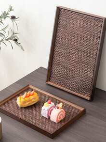 Bộ khay và tấm lót bằng gỗ, khay trà, khay phục vụ, bộ khay cao cấp màu nâu. - Màu Tím - Xem 8