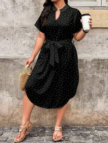 EMERY ROSE Đầm đen chấm bi dáng rộng dành cho nữ, thích hợp cho kỳ nghỉ hè và thu, du lịch ngoài trời, đi biển. - Nhiều màu - Xem 3