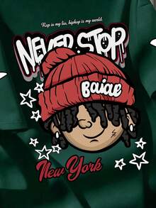 Manfinity Dauomo 热销款，街头嘻哈风休闲卡通人物印花男士短袖T恤，适合日常出行和约会，时尚吸睛。 - 彩色 - 查看 3