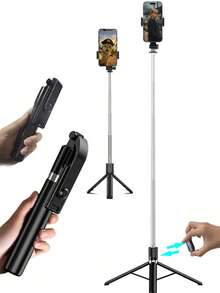 Teckwe 170cm/67-Inch Retractable Aluminum Selfie Stick Tripod With Fill Light And Wireless Remote, Compatible With IPhone/Android Smartphones-Ideal For Travel, Vlogging, Live Streaming, And Outdoor Photography. A Retractable, Portable Mount Designed For Bloggers And Travelers To Capture -Worthy Shots Anytime, Anywhere! A Top-Selling Item! - Multicolor - View 5