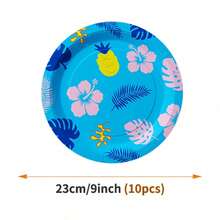 Blue Background Summer Island Disposable Party Supplies Set, Suitable For 10 Guests, Disposable Paper Tray Party Tableware Suitable For Birthdays, Weddings, Themed Parties, Family Picnics - View 10