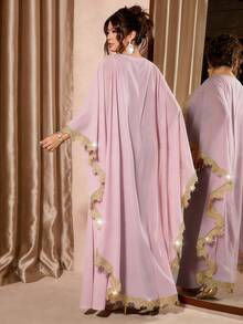 Cravure A Plus-Size Elegant Fishtail Dress With A Court-Style Fit - Pink - View 2
