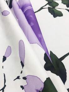 SHEIN Elenzya Quần dài cạp cao cỡ lớn in họa tiết hoa, kiểu dáng tối giản, thích hợp mặc hàng ngày, dịp Lễ Tình nhân. - Nhiều màu - Xem 3