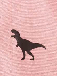SHEIN Young Boy Casual Woven Regular Fit Stand Collar Dinosaur Print Front Button-Up Shirt - Baby Pink - View 4