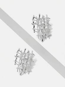 MOTF PREMIUM Bông tai zirconia bện mạ vàng 18K - Bạc - Xem 6