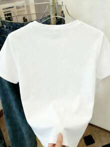 Resyla Tropical Plant Cactus Embroidery Pattern Women Round Neck Short Sleeve T-Shirt - White - View 2