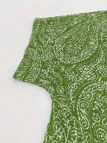 EMERY ROSE Plus Size Women Allover Print Casual Versatile Daily Wear Button-Down Shirt - Green - View 5