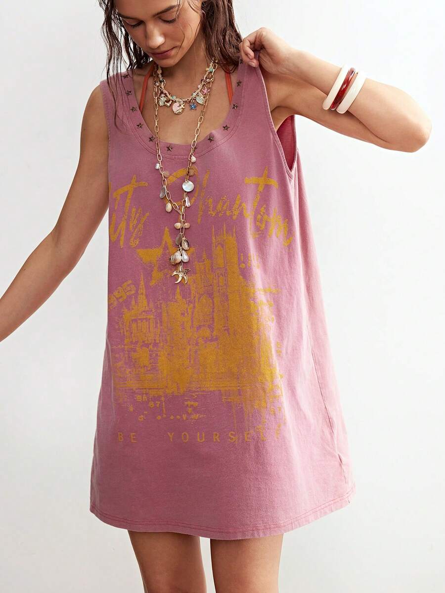 Bohemela Đầm ngắn dáng rộng, màu trơn, hở vai, chất liệu dệt kim, kiểu dáng thường ngày, đã qua xử lý giặt, dành cho nữ. - Đỏ - Xem 1