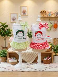 PETSIN 狗狗服装、猫咪服装、动物裙装、宠物春夏新品系列、幼犬连衣裙、公主风百搭连衣裙、条纹印花、小型动物服装、清凉防晒霜 - 彩色 - 查看 14