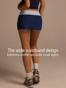 Fluxe Women's Letter Print Drawstring Waist Casual Versatile Daily & Sports Mini Skirt - Blue - View 2