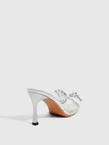 CUCCOO SZL Women's Fashionable And Sexy Square Toe Pinch Stiletto High Heel Sandals Prom Heels Summer Shoes - Silver - View 3